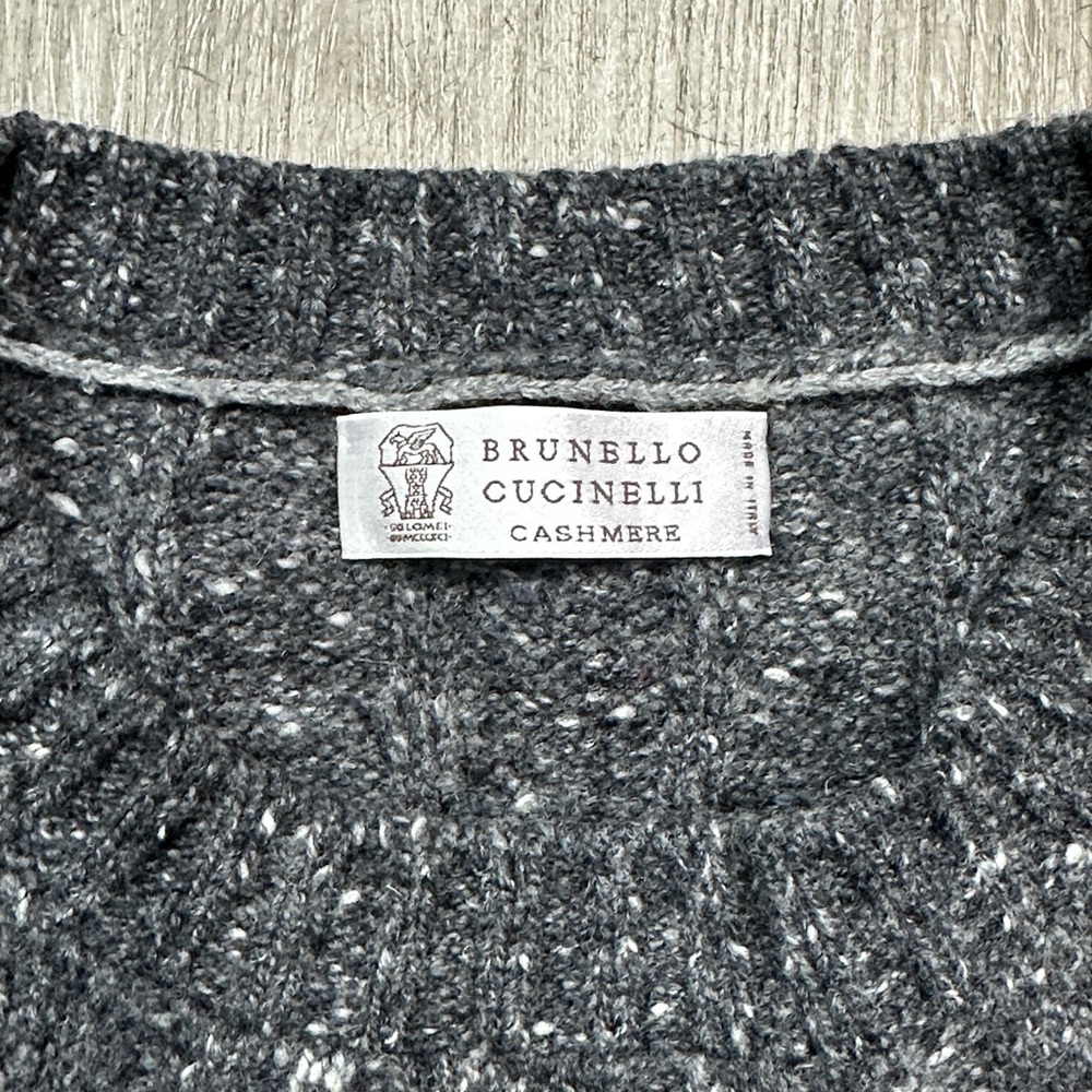 Brunello Cucinelli Charcoal and Mustard Crewneck Sweater - Picture 3 of 5